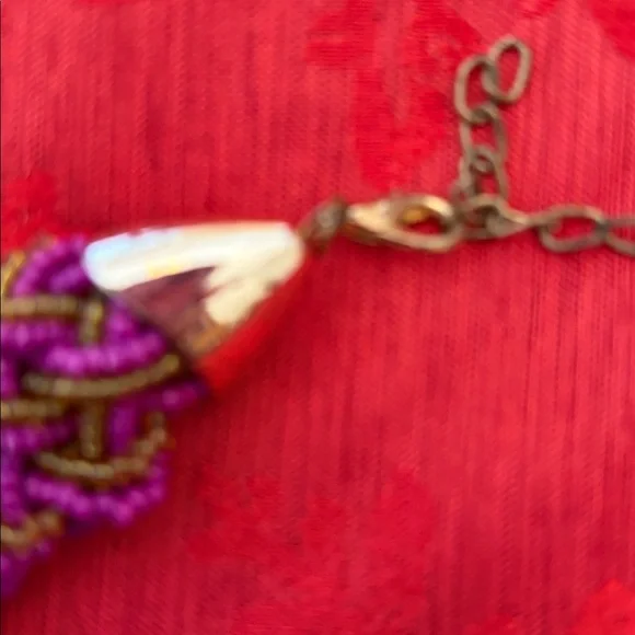 Bib Choker PreOwned. Braided Purple Bronze Resin Beads 9”+1” ext Adorable - Picture 2 of 7